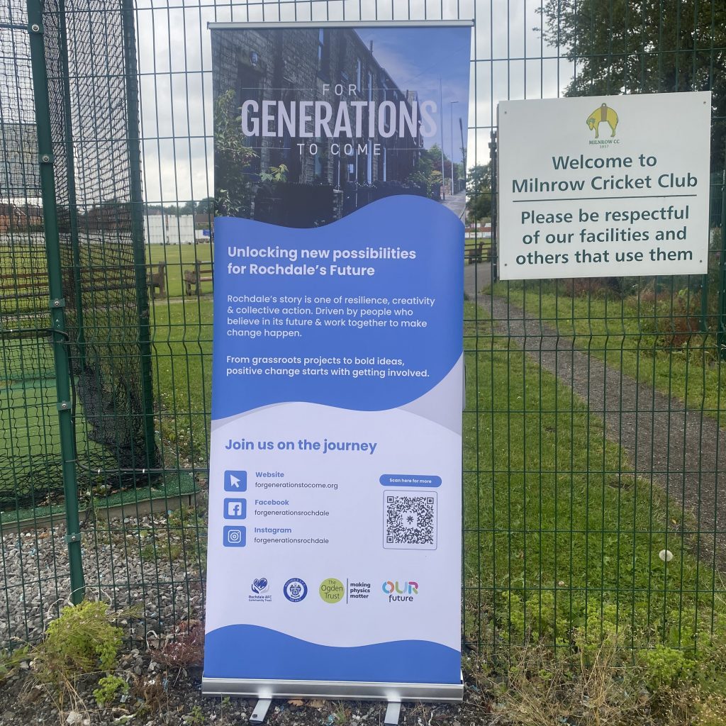 Chat at the cricket outdoor banner